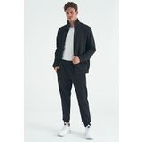 Tommy Life 85198 Koyu Gri Dik Yaka Fermuarlı Jogger Rahat Form Erkek Eşofman Takımı