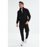 Tommy Life 85198 Siyah Dik Yaka Fermuarlı Jogger Rahat Form Erkek Eşofman Takımı
