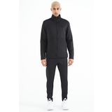 Tommy Life 85199 Siyah Fermuarlı Dik Yaka Gizli Cepli Erkek Eşofman Takımı