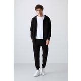 Tommy Life 85236 Siyah Pamuklu Kalın Yumuşak Dokulu Comfort Fit Baskılı Erkek Eşofman Takımı