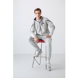 Tommy Life 85236 Taş Pamuklu Kalın Yumuşak Dokulu Comfort Fit Baskılı Erkek Eşofman Takımı