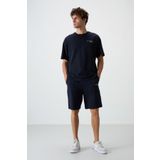 Tommy Life 85250 Fiesta Lacivert Pamuklu Kalın Yumuşak Dokulu Oversize Fit Nakışlı Erkek Şortlu Takım