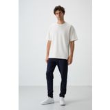 Tommy Life 85251 Ekru Lacivert Pamuklu Kalın Yumuşak Dokulu Oversize Fit Basic Erkek Eşofman Takımı