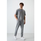Tommy Life 85251 Gri Melanj Pamuklu Kalın Yumuşak Dokulu Oversize Fit Basic Erkek Eşofman Takımı