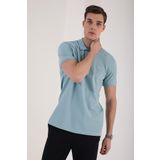 Tommy Life 87748 Erkek Buz Mavi Basic Logolu Standart Kalıp Triko Polo Yaka T-shirt