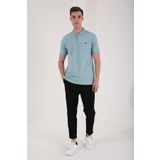 Tommy Life 87768 Basic Gögüs Logolu Standart Kalıp Triko Polo Yaka Buz Mavi Erkek T-shirt