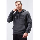 Tommy Life 87839 Antrasit Melanj Nakışlı Kanguru Cep Standart Kalıp Kapüşonlu Erkek Sweatshirt
