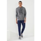 Tommy Life 87884 Gri Melanj Kamuflaj Desen Baskılı Standart Kalıp Kapüşonlu Erkek Sweatshirt