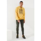 Tommy Life 87884 Hardal Kamuflaj Desen Baskılı Standart Kalıp Kapüşonlu Erkek Sweatshirt
