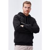 Tommy Life 87887 Siyah Yazı Nakışlı Standart Kalıp Kapüşonlu Erkek Sweatshirt