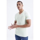 Tommy Life 87912 Basic Kısa Kol Standart Kalıp V Yaka Açık Yeşil Erkek T-Shirt