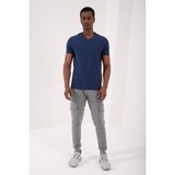 Tommy Life 87912 Basic Kısa Kol Standart Kalıp V Yaka İndigo Erkek T-shirt