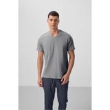 Tommy Life 87912 Gri Melanj Basic Kısa Kol Standart Kalıp V Yaka Erkek T-Shirt