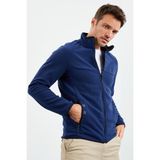 Tommy Life 87992 İndigo Erkek Yazı Nakışlı Dik Yaka Fermuarlı Standart Kalıp Sweatshirt Polar