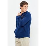Tommy Life 87996 İndigo Nakışlı Yarım Fermuar Kapüşonlu Standart Kalıp Polar Erkek Sweatshirt
