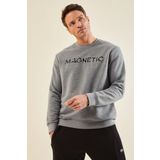 Tommy Life 88020 Gri Melanj Yazı Nakışlı O Yaka Rahat Form Erkek Sweatshirt