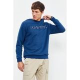 Tommy Life 88020 İndigo Erkek Yazı Nakışlı O Yaka Rahat Form Sweatshirt