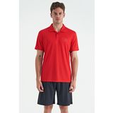 Tommy Life 88252 Kırmızı Gri Logo Baskılı Standart Kalıp Polo Yaka Aktif Spor Erkek T-shirt