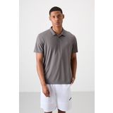 Tommy Life 88252 Koyu Gri Logo Baskılı Standart Kalıp Polo Yaka Aktif Spor Erkek T-shirt