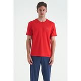 Tommy Life 88255 Kırmızı O Yaka Standart Kalıp Logo Desenli Aktif Spor Erkek T-shirt