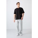 Tommy Life 88322 Siyah Pamuklu Kalin Yumusak Dokulu Oversize Fit Baskili Erkek T-Shirt