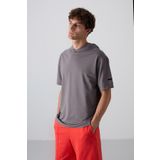 Tommy Life 88352 Koyu Gri Pamuklu Kalın Yumuşak Dokulu Oversize Fit Basic Erkek T-Shirt