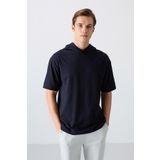 Tommy Life 88352 Lacivert Pamuklu Kalın Yumuşak Dokulu Oversize Fit Basic Erkek T-Shirt