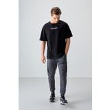 Tommy Life 88356 Siyah %100 Pamuk Kalın Yumuşak Dokulu Oversize Fit Baskılı Erkek T- Shirt