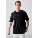Tommy Life 88361 Siyah %100 Pamuk Kalın Yumuşak Dokulu Oversize Fit Baskılı Erkek T- Shirt