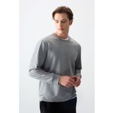 Tommy Life 88363 Gri Melanj Pamuk Dokulu Standart Fit Basic Erkek Sweatshirt