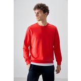 Tommy Life 88363 Kırmızı Fiesta Pamuk Dokulu Standart Fit Basic Erkek Sweatshirt