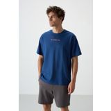 Tommy Life 88364 Parlament Pamuklu Kalın Yüzeyi Dokulu Oversize Fit Baskılı Erkek T-shirt