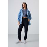 Tommy Life 94583 Cepli Yüksek Bel Rahat Form Lastik Paça Lacivert Kadın Eşofman Altı