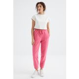 Tommy Life 94622 Şeker Pembe Yüksek Bel Basic Bağcıklı Jogger Polar Kadın Eşofman Altı