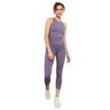 Tommy Life 95284 Eflatun Yüksek Bel Kapri-Crop Atlet Slim Fit Kadın Tayt Takım