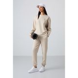 Tommy Life 95287 Bej O Yaka Oversize Lastik Paça Kadın Eşofman Takımı