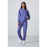 Tommy Life 95287 Melanj O Yaka Oversize Lastik Paça Eflatun Kadın Eşofman Takımı