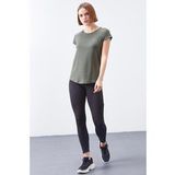 Tommy Life 97101 Kadın Koyu Gri Sırt Pencerelı Kısa Kol Standart Kalıp O Yaka Kadın T-Shirt