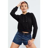 Tommy Life 97115 Siyah Kadın Uzun Kol Rahat Form Kapüşonlu Kadın Sweatshirt