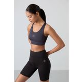 Tommy Life 97121 Antrasit Kadın Çapraz Sırt Detaylı Slim Fit U Yaka Spor Büstiyer