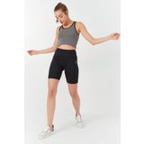 Tommy Life 97162 Basic Sıfır Kol Dar Kalıp U Yaka Gri Kadın Crop Top