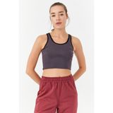 Tommy Life 97162 Basic Sıfır Kol Dar Kalıp U Yaka Mor Kadın Crop Top