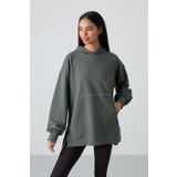 Tommy Life 97163 Çağla Kadın Balon Kol Yazı Nakışlı Oversize Tunik Sweatshirt