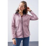 Tommy Life 97173 Gül Kurusu Dik Yaka Fermuarlı Rahat Form Polar Kadın Sweatshirt
