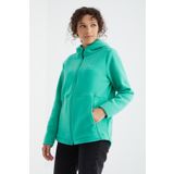 Tommy Life 97233 Deniz Yeşili Kapüşonlu Fermuarlı Rahat Form Polar Kadın Sweatshirt