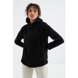 Tommy Life 97233 Siyah Kapüşonlu Fermuarlı Rahat Form Kadın Polar Sweatshirt