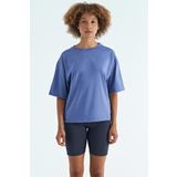 Tommy Life 97263 Eflatun O Yaka Baskı Detaylı Oversize Kısa Kol Kadın T-Shirt