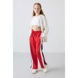 Tommy Life Açık Kırmızı Yırtmaç Detaylı Cepli Geniş Paça Kız Çocuk Eşofman Alt - 75141 - 11 - 12 Yaş