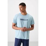 TOMMY LIFE Açık Mavi Nefes Alan Dokulu Ince Esnek Standart Fit Erkek Performans T-shirt - 88385