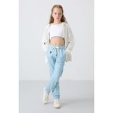 Tommy Life Açık Mavi Pamuklu İçi Tüylü Yumuşak Dokulu Standart Fit Nakışlı Kız Çocuk Eşofman Alt - 75158 - 13 - 14 Yaş